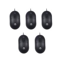 Kit 5 Mouse USB Preto C/ Fio Precisao Conforto e Eficiencia