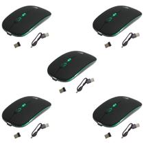 Kit 5 Mouses Sem Fio Recarregável Mega M185 com Led DPI Ajustável