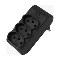 Kit 5 Multiplicador 3 Tomadas 2 Pinos + Terra Preto - OPL