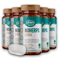 Kit 5 NoHerps Lisina Unilife 90 comprimidos Laranja e Acerola + Porta Cápsulas
