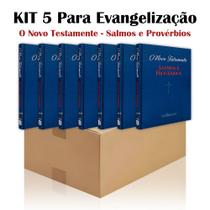 Kit 5 - O Novo Testamento - Salmos e Provérbios Evangelismo - João Ferreira Almeida - NVAA - Azul
