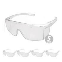 KIT 5 Óculos De Proteção Segurança EPI Incolor Transparente