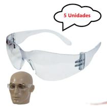 Kit 5 óculos Proteção Antiembaçante Incolor Premium - UN / 5