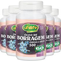 Kit 5 Óleo de Borragem 500mg Unilife 60 cápsulas