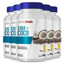 Kit 5 Óleo de chia + Óleo de Coco 1000mg Clinicmais 60 cápsulas - Clinic Mais