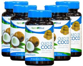 Kit 5 Óleo De Coco, Antinflamatório, Nutri Blue 60Cps 1000Mg