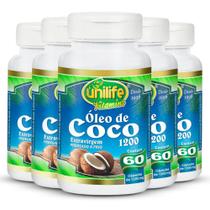 Kit 5 Óleo de Coco Extravirgem Unilife 60 Cápsulas