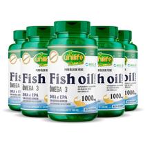 Kit 5 Óleo de Peixe Fish Oil Unilife 120 capsulas 1000mg