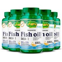Kit 5 Óleo de Peixe Fish Oil Unilife 60 capsulas 1000mg