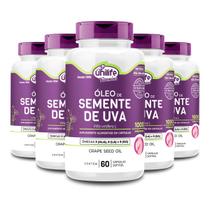 Kit 5 Óleo de Semente de Uva 1000mg Unilife 60 Cápsulas