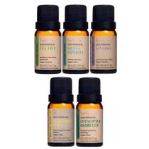 Kit 5 Óleo Essencial Menta Piperita Bergamota Lavanda Melaleuca Eucaliptus Globolus