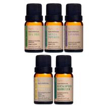 Kit 5 Óleo Essencial Menta Piperita Bergamota Lavanda Melaleuca Eucaliptus Globolus Kit 5 Óleo Essencial Menta Piperita Bergamota Lavanda Melaleuca Eucaliptus Globolus