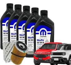 Kit 5 Óleos 5w30 Mopar Sintético + Filtro de Óleo Original Toro Renegade Flex 1.8 16v