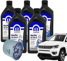 Kit 5 Óleos 5w30 Mopar Sintético + Filtro de Óleo WEGA WOE133 / JEEP COMPASS 2.0 16V FLEX 17 18 19..