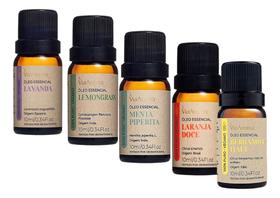 Kit 5 Óleos Essenciais Aromaterapia 100% Puro Via Aroma Lavanda Menta Bergamota Laranja Kit 5 Óleos Essenciais Aromaterapia 100% Puro Via Aroma Lavanda Menta Bergamota Laranja