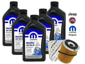 Kit 5 Óleos MOPAR MaxPro 5w30 Sintético Original + Filtro de Óleo Genuíno Jeep Fiat Kit 5 Óleos MOPAR MaxPro 5w30 Sintético Original + Filtro de Óleo Genuíno Jeep Fiat