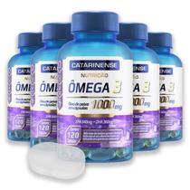 Kit 5 Ômega 3 1000mg Catarinense 120 Cápsulas + Porta Cápsulas