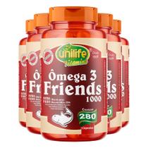 Kit 5 Ômega 3 Friends 1200mg óleo de Peixe 280 cápsulas Unilife Kit 5 Ômega 3 Friends 1200mg óleo de Peixe 280 cápsulas Unilife