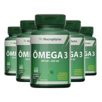 Kit 5 Ômega 3 Óleo de Peixe 540mg EPA 360mg DHA Livre Metais Pesados 60 Cápsulas Macrophytus
