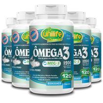 Kit 5 Ômega 3 Óleo De Peixe Unilife 120 Cápsulas 1200Mg