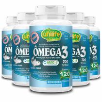 Kit 5 Ômega 3 Óleo de Peixe Unilife 120 Cápsulas 700mg Kit 5 Ômega 3 Óleo de Peixe Unilife 120 Cápsulas 700mg