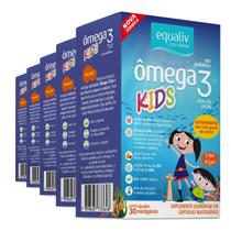 Kit 5 Ômega 3 Pro Kids Oil Equaliv 30 Cápsulas