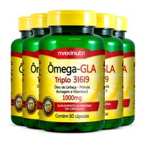 Kit 5 Ômega Gla Triplo 1000Mg Maxinutri 60 Cápsulas