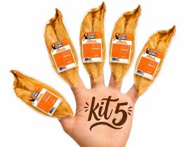 kit 5 Orelhas Bovina Dip Dog para Seu Caozinho de estimação de todas as raças