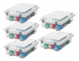 Kit 5 Organizador 2,3L Plástico Multiuso Empilhável Rígida Trava