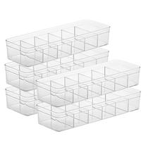 Kit 5 Organizador 6 Divisória Multiuso Transparente Armários Joias