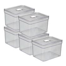 Kit 5 Organizador Acrílico Multiuso 3,8 L Tampa Transparente Kit 5 Organizador Acrílico Multiuso 3,8 L Tampa Transparente