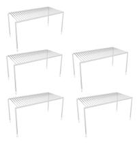 Kit 5 Organizadores Armário Cozinha Multiuso Aço Refo Branco