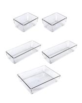 Kit 5 Organizadores de Gavetas Multiuso Acrílico Empilhável Transparente Utilidades