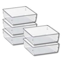 Kit 5 Organizadores Modular Quadrado Porta Objetos Geladeira