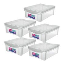 Kit 5 Organizadores Plastico Cristal 13,5L Com Trava Ordene