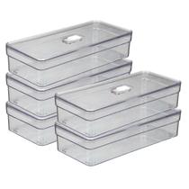 Kit 5 Organizadores Retangular Transparente Baixo Resistente Kit 5 Organizadores Retangular Transparente Baixo Resistente