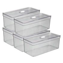 Kit 5 Organizadores Transparente Com Tela Retangular Grande