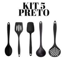 Kit 5 Ou 4 Peças De Silicone Espátula Concha Escumadeira Colher Espátula Vazada Para Cozinha