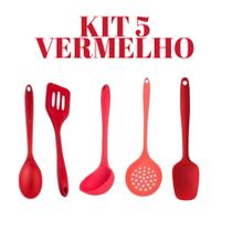Kit 5 Ou 4 Peças De Silicone Espátula Concha Escumadeira Colher Espátula Vazada Para Cozinha