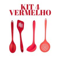 Kit 5 Ou 4 Peças De Silicone Espátula Concha Escumadeira Colher Espátula Vazada Para Cozinha Quantidade:VERMELHO (KIT4) Kit 5 Ou 4 Peças De Silicone Espátula Concha Escumadeira Colher Espátula Vazada Para Cozinha Quantidade:VERMELHO (KIT4)