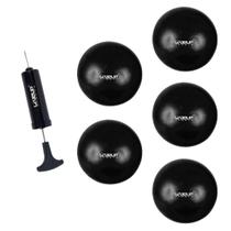 Kit 5 Overball Mini Bola Suiça Gym Ball Para Pilates e Fisioterapia 25cm Preta