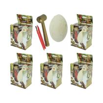 Kit 5 Ovos Escavação Dinossauro Fóssil Arqueologia Brinquedo