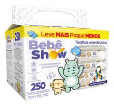 Kit 5 Pacotes 250 Toalhinhas Lenço Umedecido Bebê Show 50 Unid Sem Alcool Livre De Parabenos Com Camomila