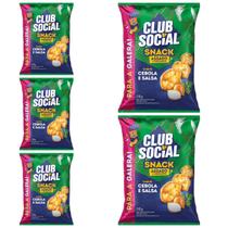 Kit 5 Pacotes Club Social Snack Cebola e Salsa 115g Kit 5 Pacotes Club Social Snack Cebola e Salsa 115g