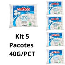 Kit 5 pacotes de bolas de algodão cotton 40 gramas cada pacotes