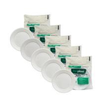 Kit 5 Pacotes de Prato Refeição Raso 21 Fonplast Branco C/ 10 Unidades