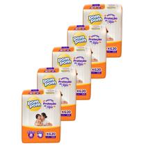 Kit 5 Pacotes Fraldas Descartável Infantil Pom Pom Protek