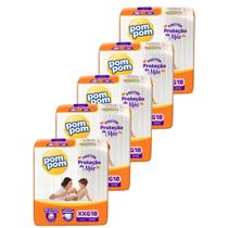 Kit 5 Pacotes Fraldas Descartável Infantil Pom Pom Protek