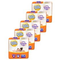 Kit 5 Pacotes Fraldas Descartável Infantil Pom Pom Protek
