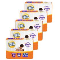 Kit 5 Pacotes Fraldas Descartável Infantil Pom Pom Protek Kit 5 Pacotes Fraldas Descartável Infantil Pom Pom Protek
